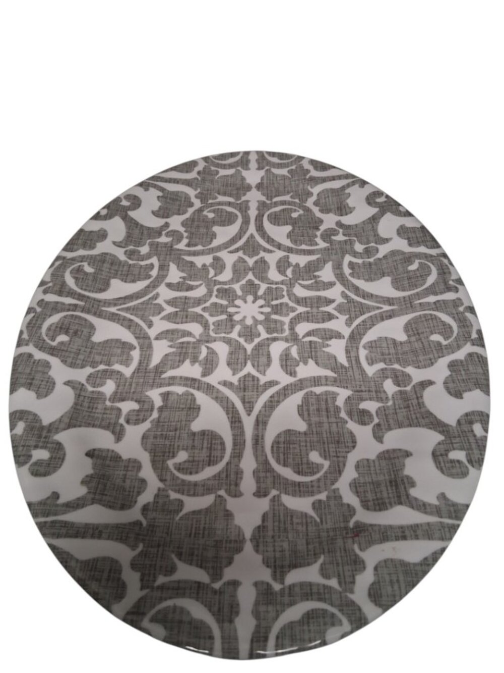 Large Oval Melamine Serving Platter - Gray & White Damask Pattern